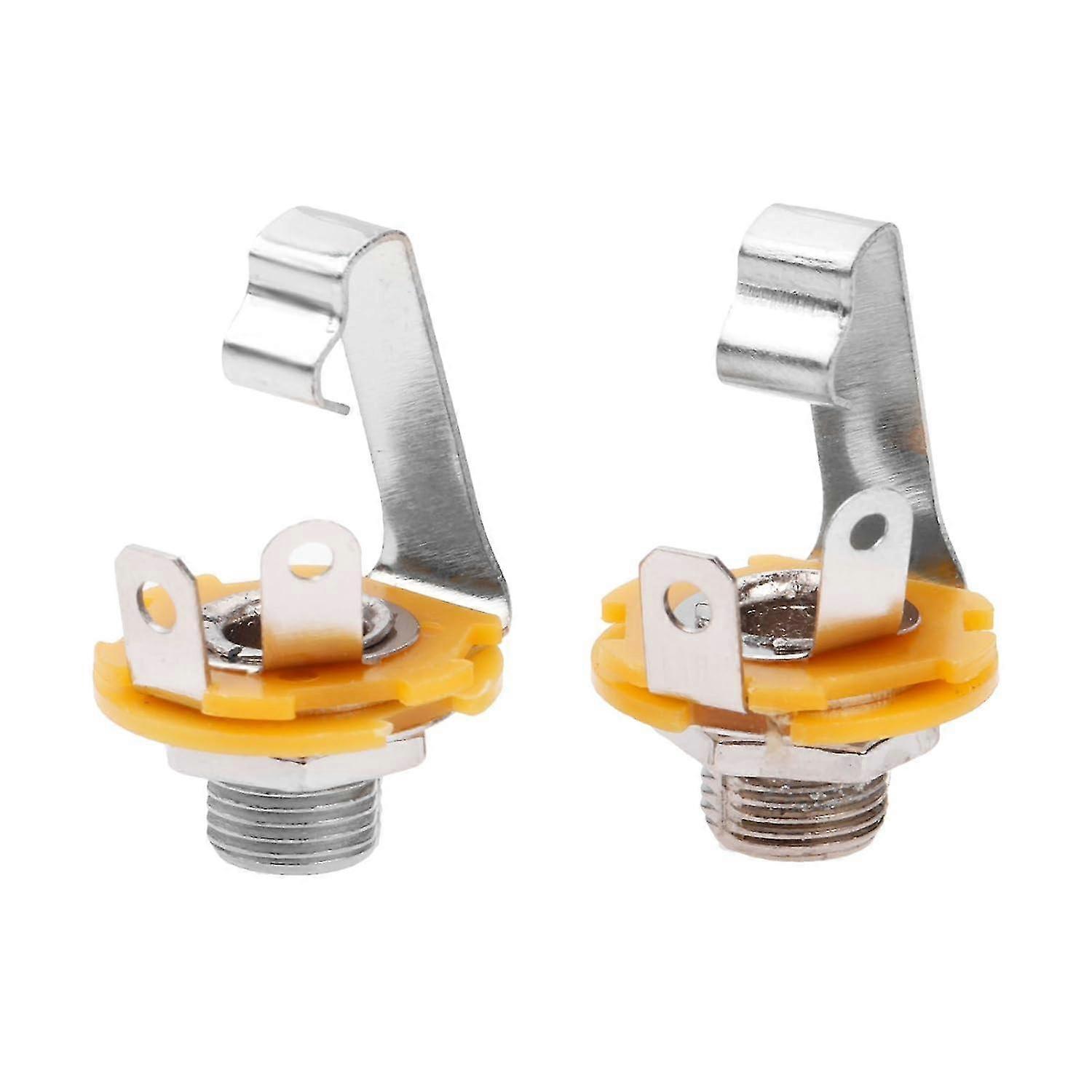 2 stuks 1/4" Mono Jack Plug Socket Output 6.35mm Female Mono Voor Elektrische Gitaar Bas met Moer & Ring