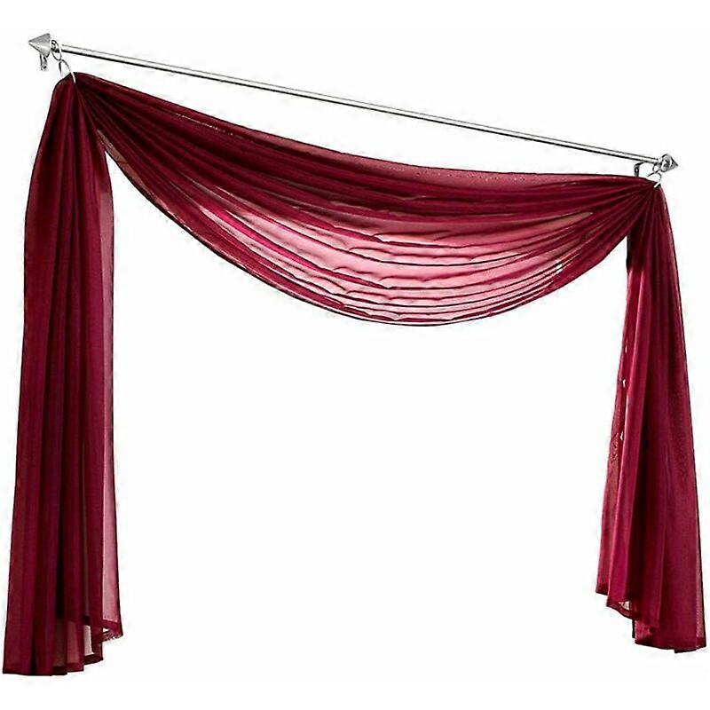 Σετ 1 Διάφανου Voile Valance, Υπνοδωμάτιο, Σαλόνι, Γάμος, Κόκκινο Βουργουνδίας, 140 x 300 cm