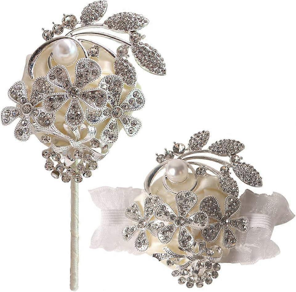 Handgelenk Corsage Hochzeit, Party und Corsage Set mit Perlen und Strasssteinen (creme, 2 Stück)