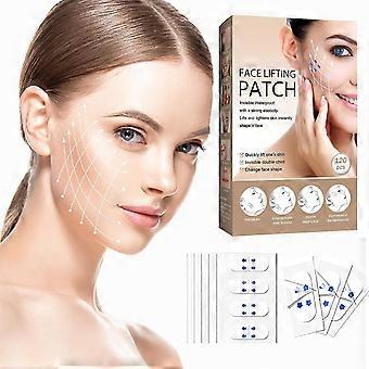 Cinta de estiramiento facial de 120 piezas, estiramiento de cinta facial estirable de actualización 2024, cinta de estiramiento facial invisible, estiramiento facial instantáneo y cara en forma de V