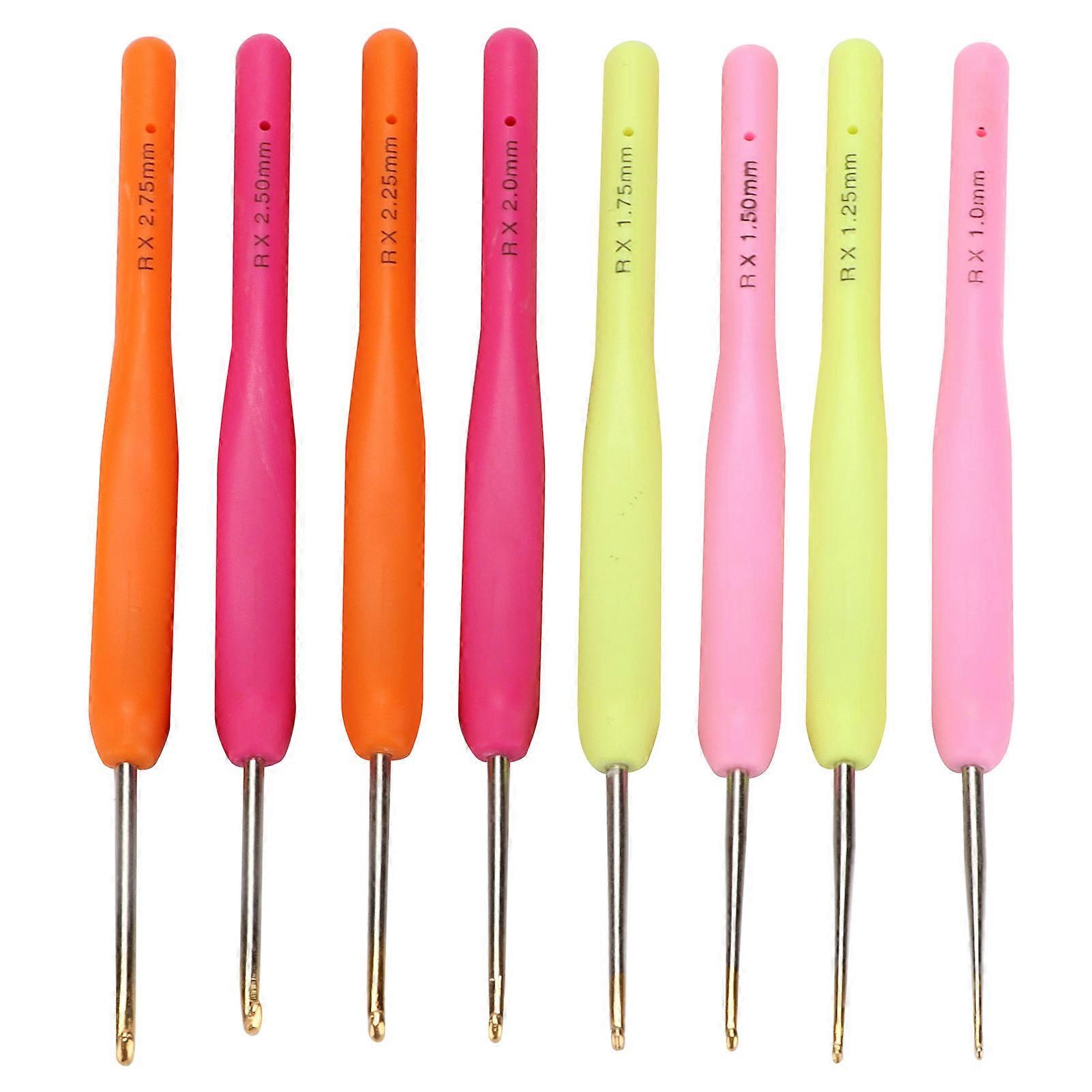 8 Pcs Crochet Hooks 1mm2.75mm Colorful Plastic Handle Fine Crochet Needles for Beginners Knitting Enthusiasts