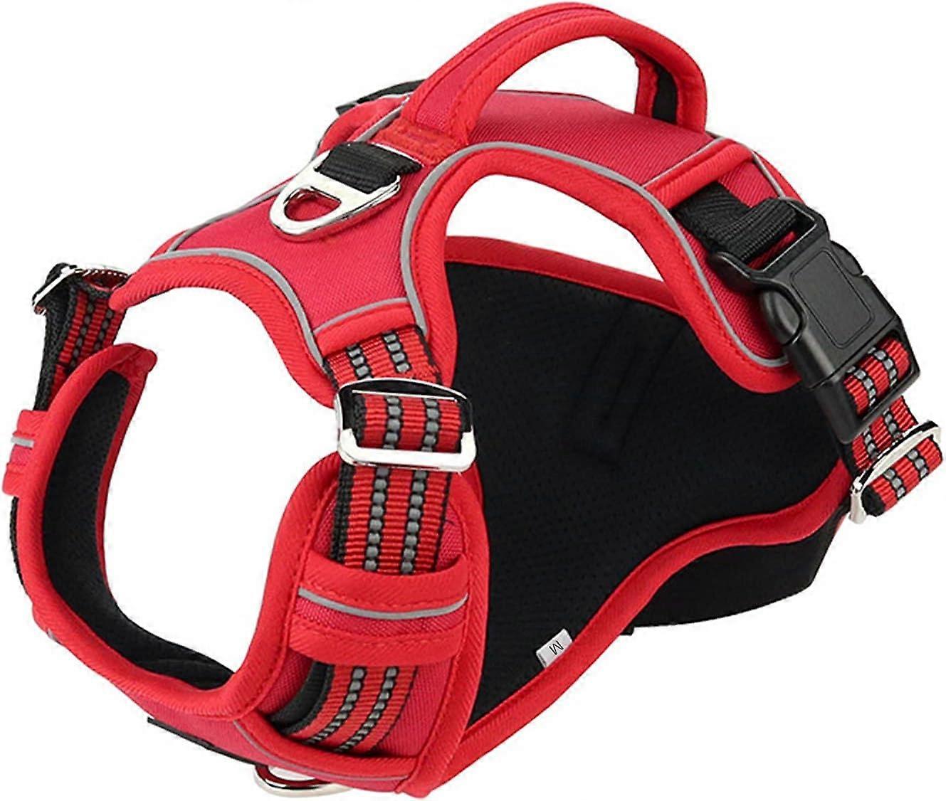 Dog Harness, No Pull Harnesses with Handle and Front Clips for Medium Dogs, Adjustable Reflective Tactical Pet Vest for Dog Training Walking, Red, M