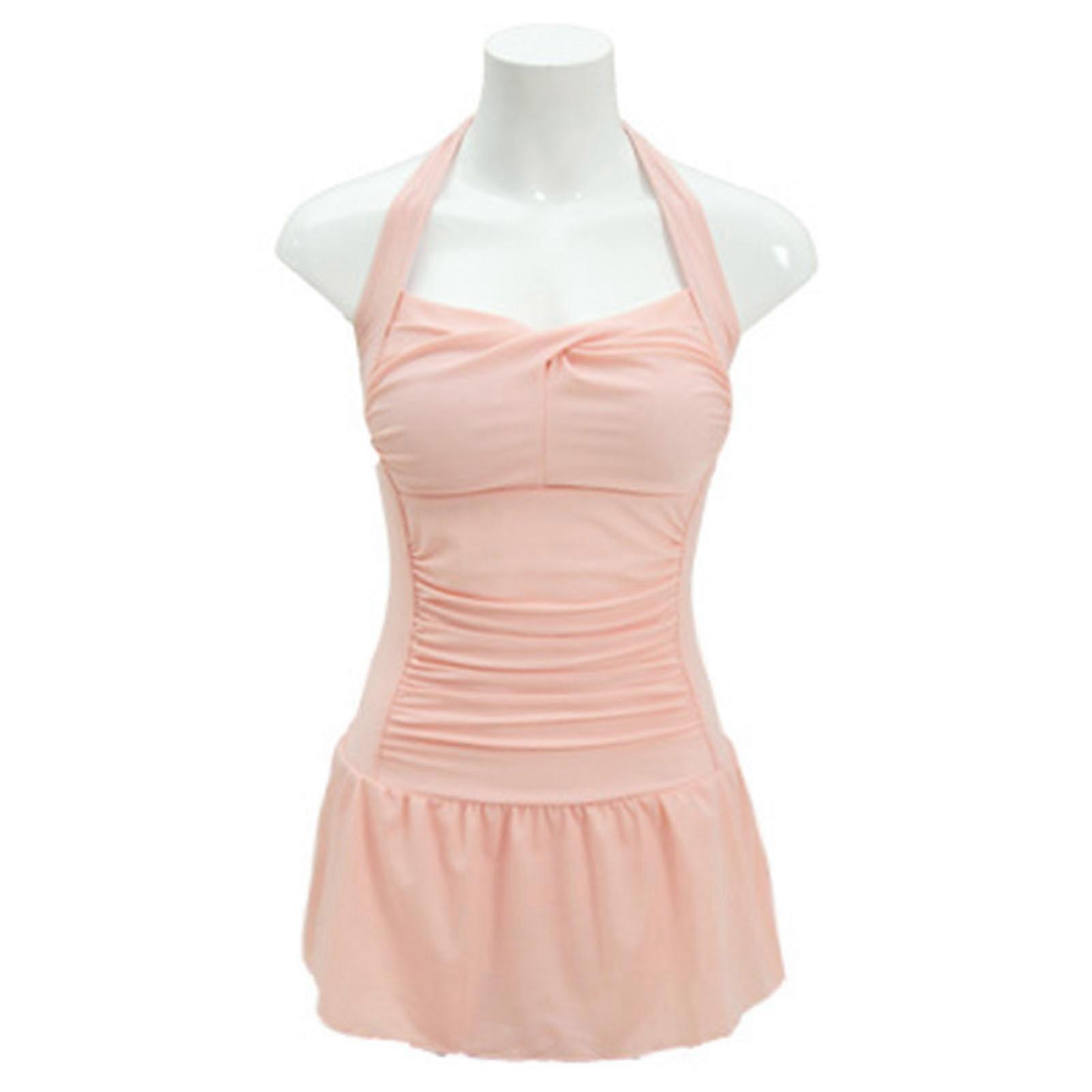 Naisten uimapuku vaaleanpunainen yksiosainen uimapuku push up rintaliivit riimu loma ranta minimekko matkaseurueeseen