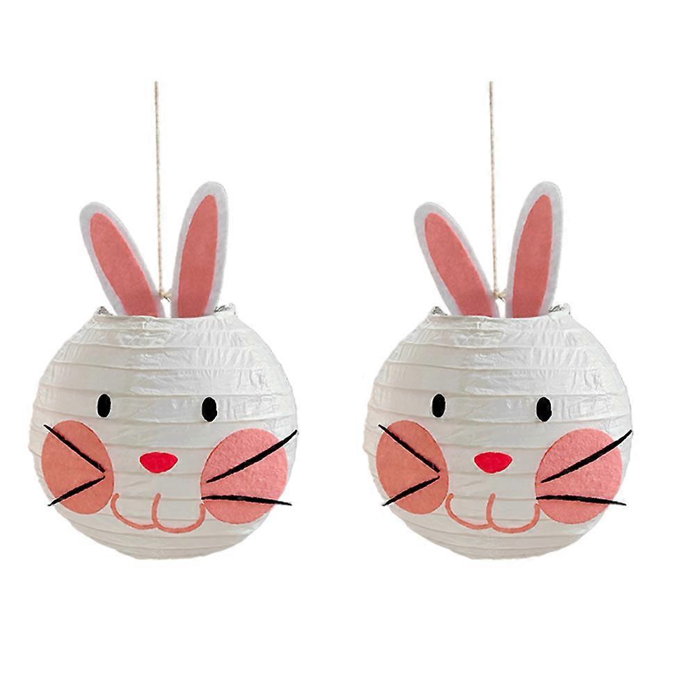 2Pcs Easter Rabbit Shape Lantern Decorative Hanging Lantern Party Layout Lanterns