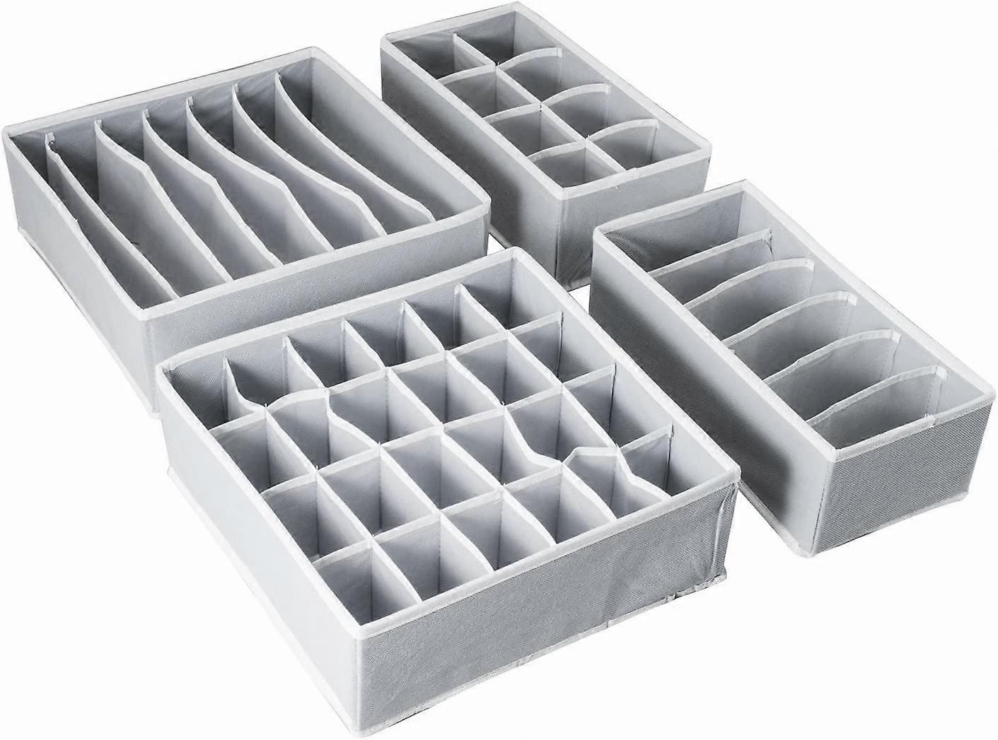 Closet Underwear OrganizerFoldable Storage Box Drawer Divider Kit Set of 4 Gra