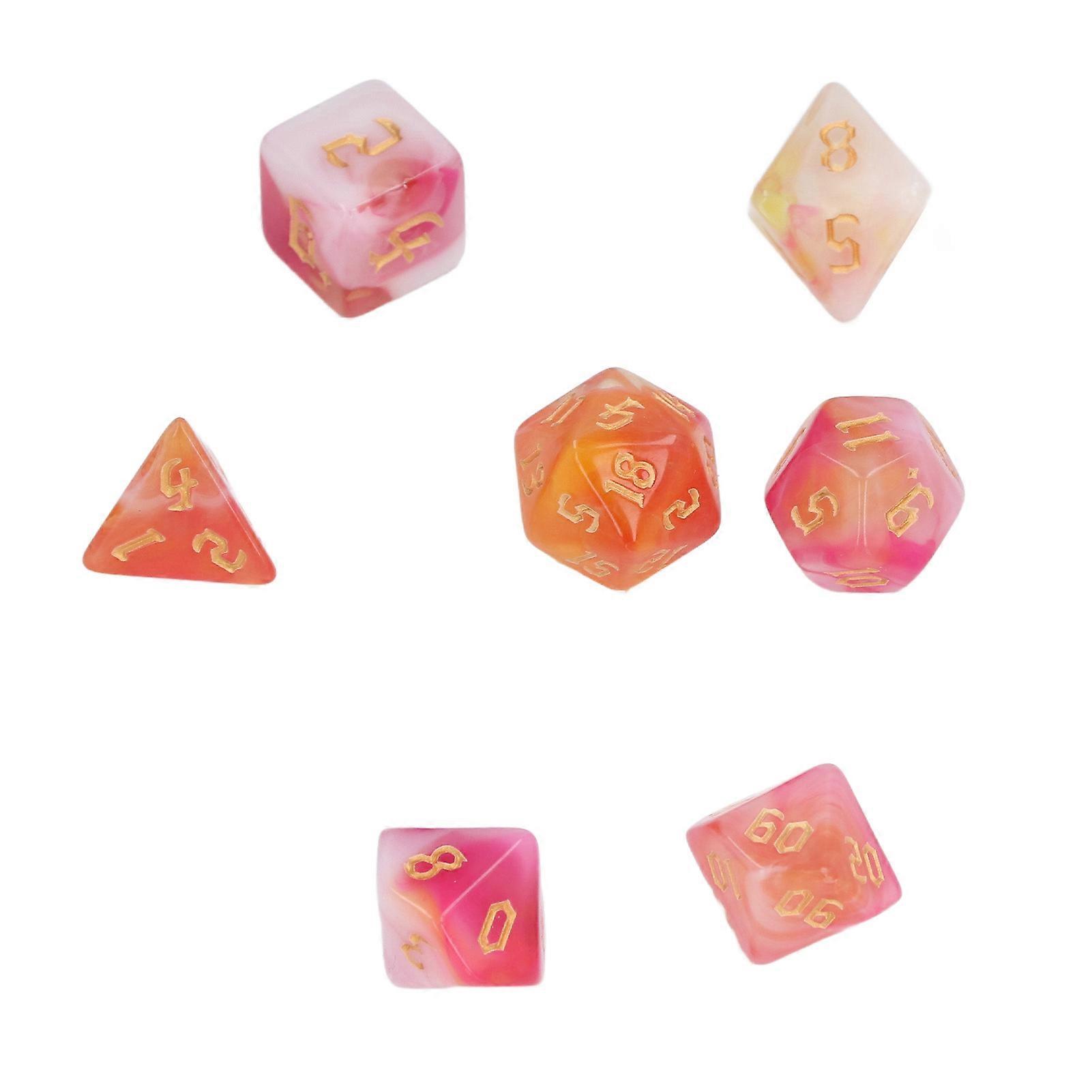 7pcs Polyhedral Dice Set Acrylic Portable Funny Dice Table Game Props for Holiday Party Type 2