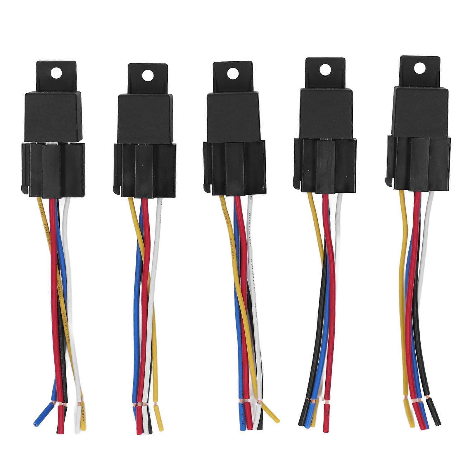 5Pcs Automotive Relay 5 Pin Copper ABS Shell Stable Tidy Connection Car Relay 12V 40A YEMAA