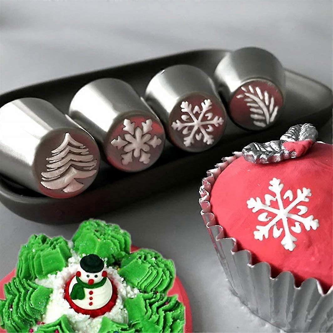 4 pack jul ryska glasyrrörsmunstycken set Xmas Tree Snowflake Pattern