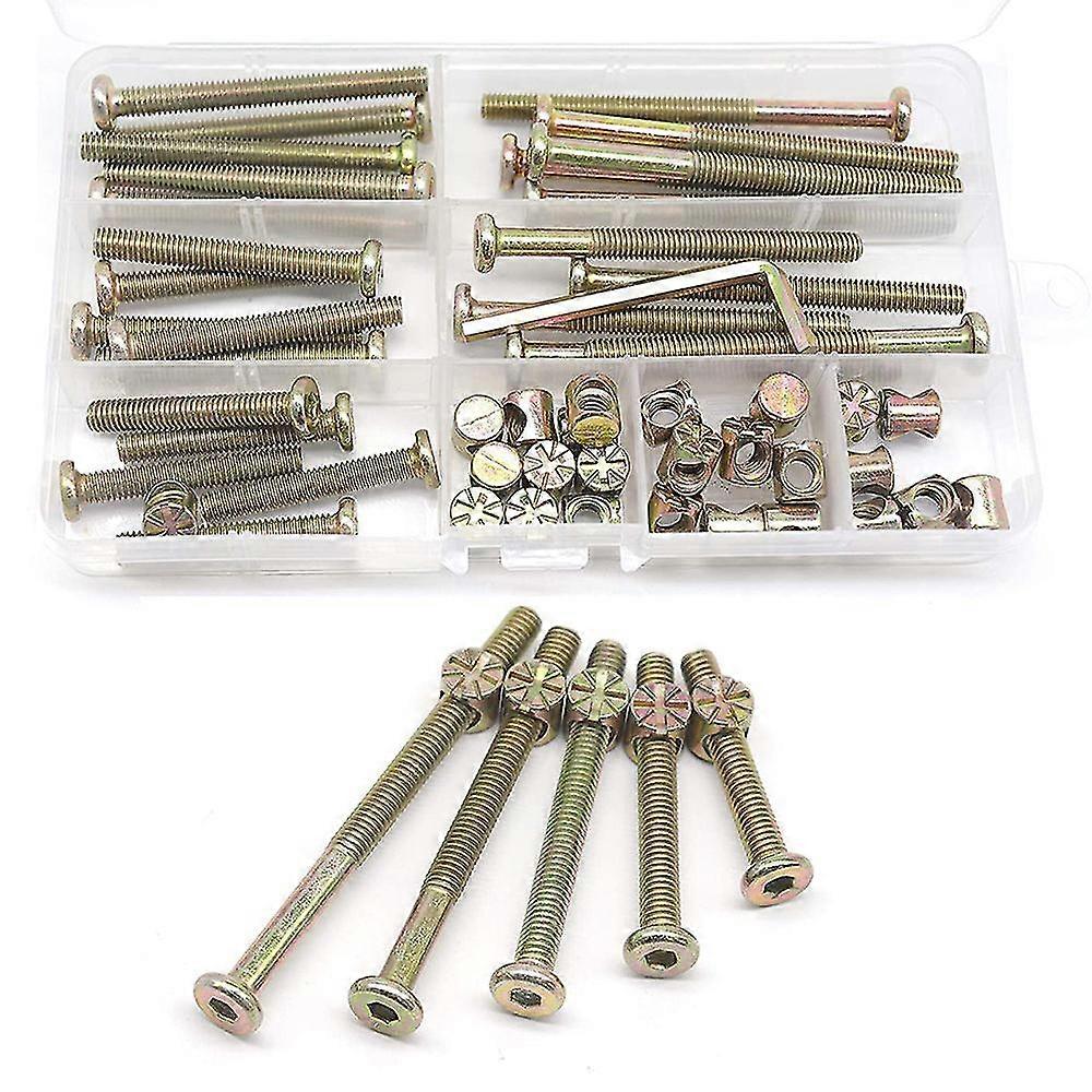 50pcs Baby Crib Screws Hardware Replacement Kit Hexagon Socket Screw Barrel Nuts