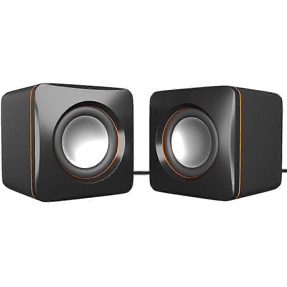 usb stereo speaker system with 3.5 mm audio plugs to connect to a laptop