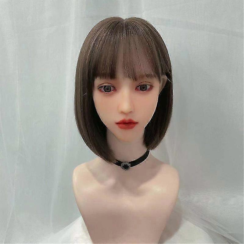 Pentru femei Păr scurt drept Perucă Bob Air Bangs Periwig Negru-Negru Aspect Natural Sintetic Rezistent la căldură Fierbinte Zilnic Petrecere