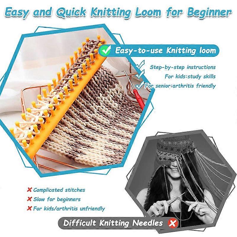 Rectangular Knitting Loom 26 cm Long Red Plastic Weaving Loom Set