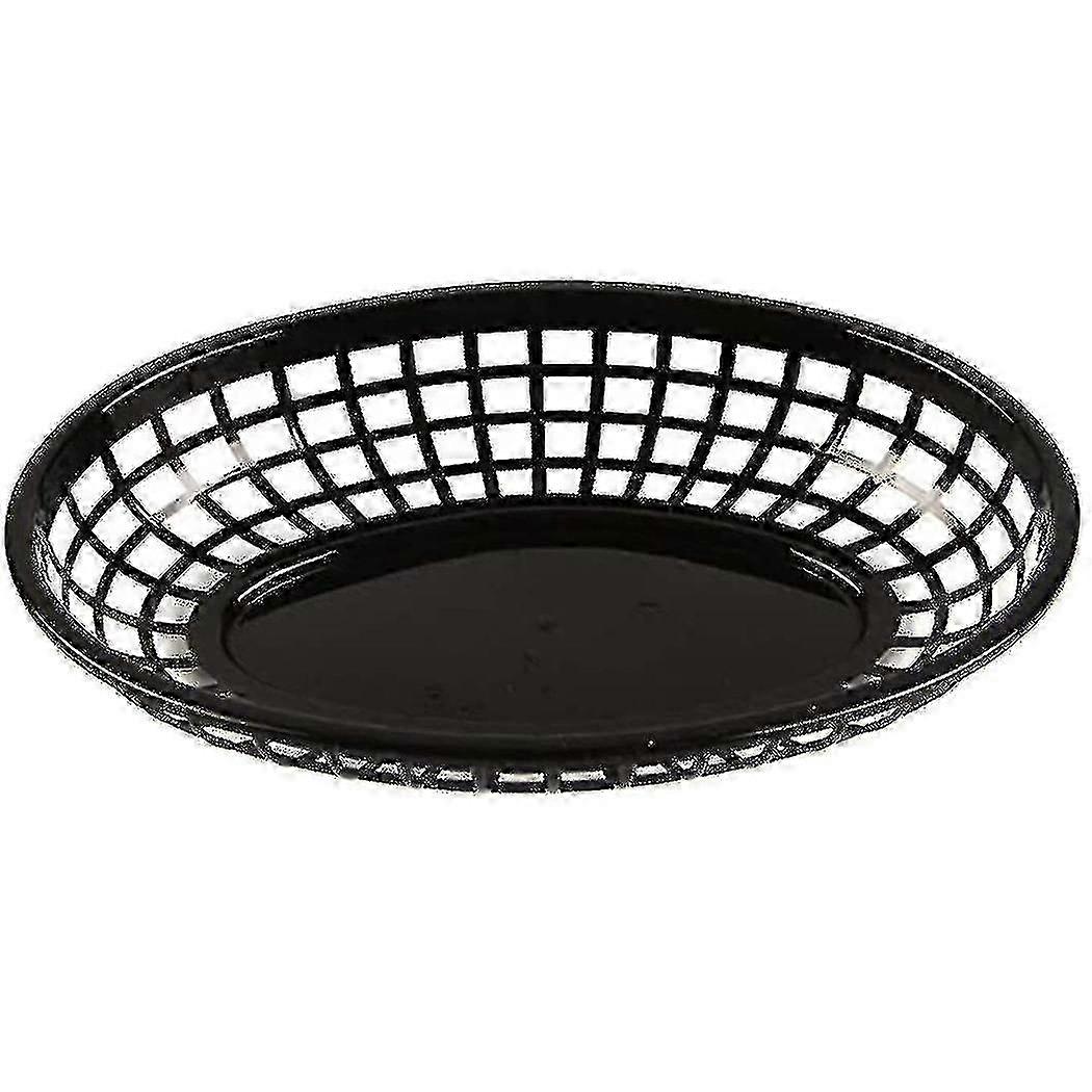 6 Pcs Plastic Fast Food Baskets Oval Serving Platter Breakfast