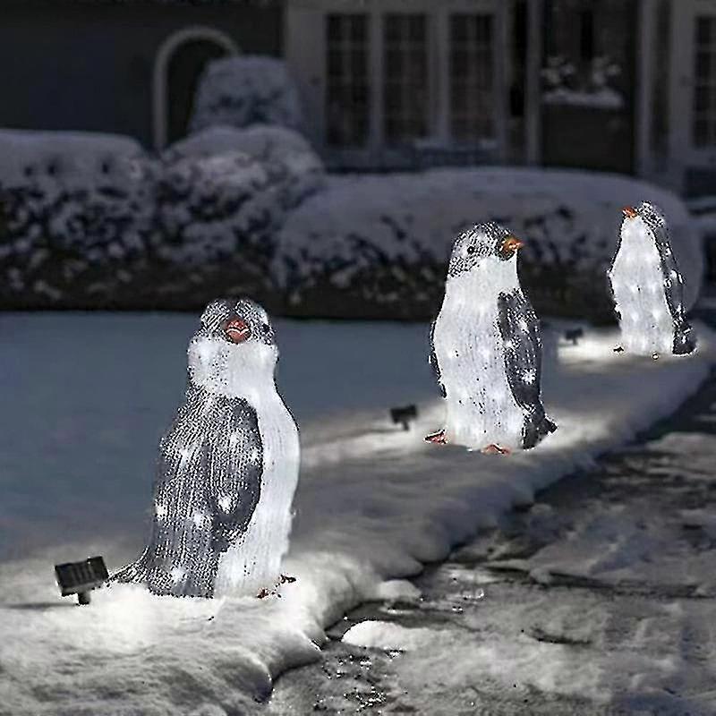3pc Light-up Penguin Decorazioni esterne di Natale con luci da giardino a led