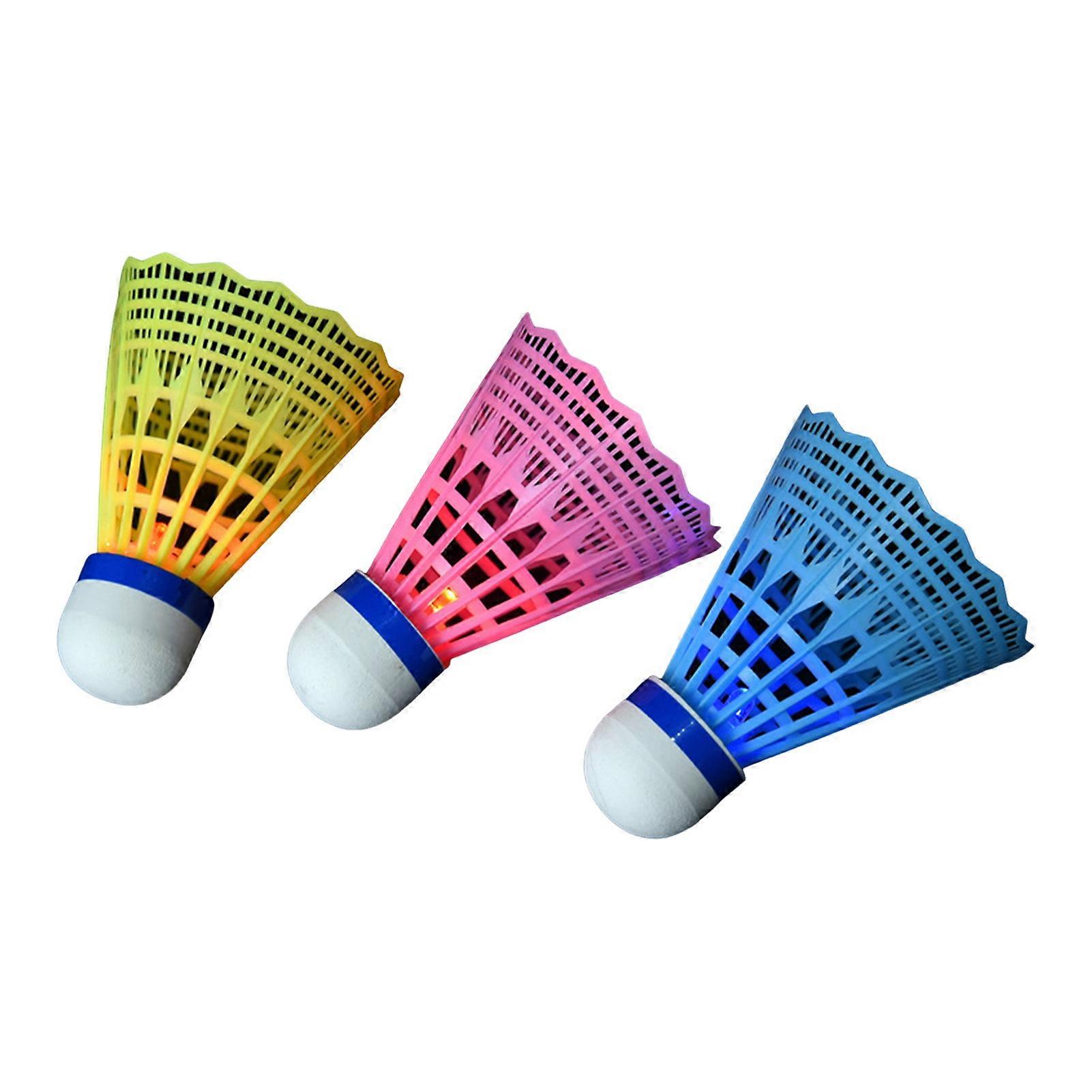 3/4 /8 Pcs LED Badminton Shuttlecocks Long-lasting Night Visible Nylon Glowing Shuttlecocks Windproof Lighting Badminton for Night Play