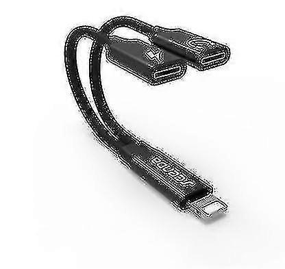Headphone Adapter Data Line Splitter(black Lighting+lighting)