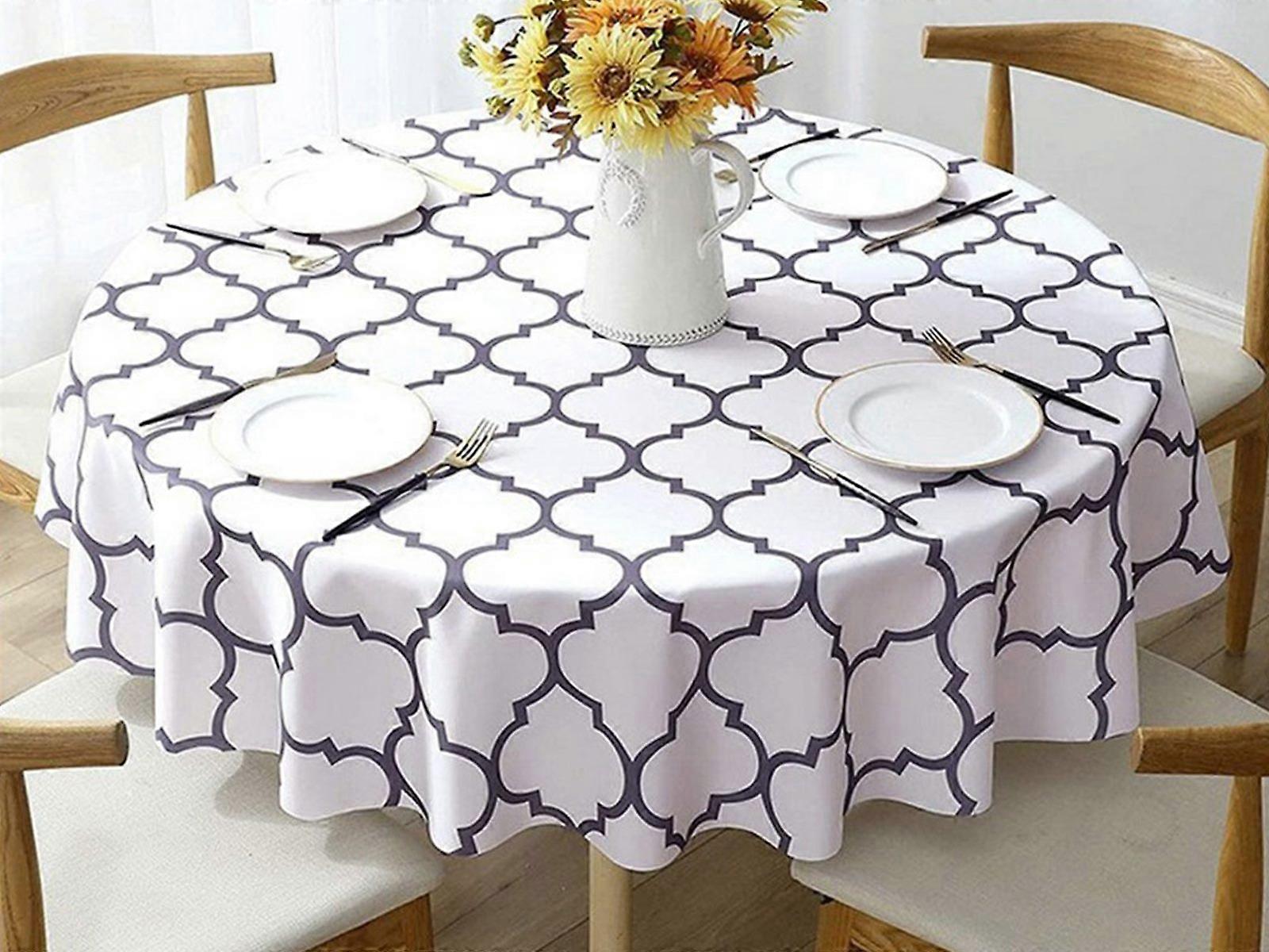 120cm Waterproof Tablecloth Round Tablecloth Dining Tablecloth White