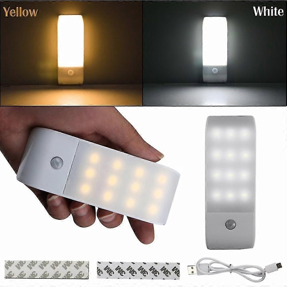 12led Wardrobe Night Light Pir Infrared Stick-on Rechargeable  Usb Motion Detector Induction Sensor Closet Corridor Lamp