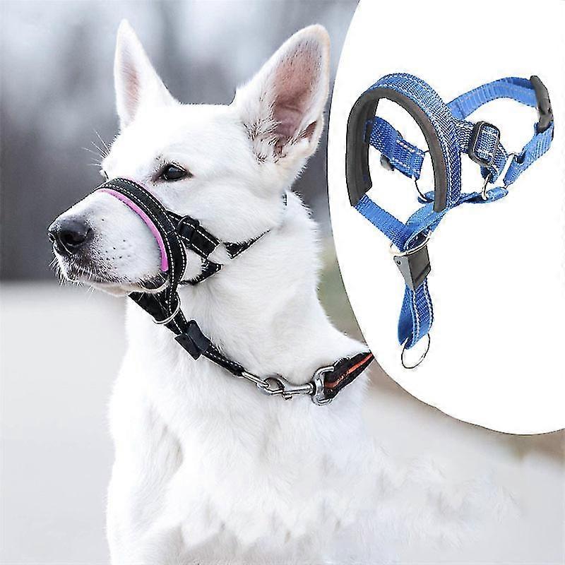Dog Muzzle Anti-Barking Anti-Bite Adjustable Pet Sleeve Nylon Mouth Rope Blue