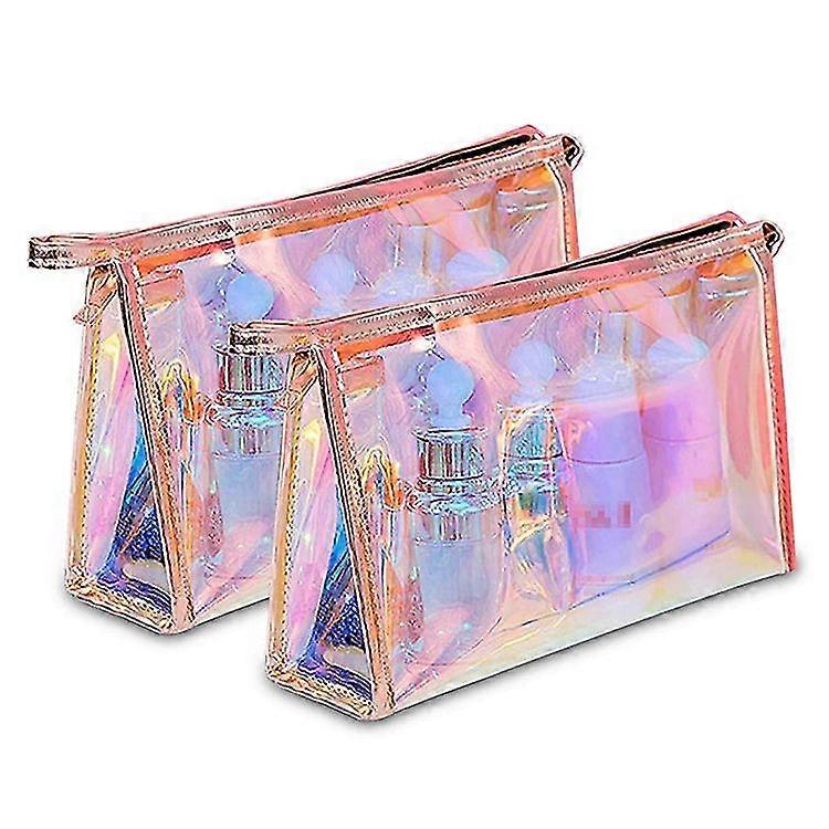 2PCS ليزر تبو الملونة حقيبة مستحضرات التجميل سعة كبيرة السفر حقيبة تخزين حقيبة غسل