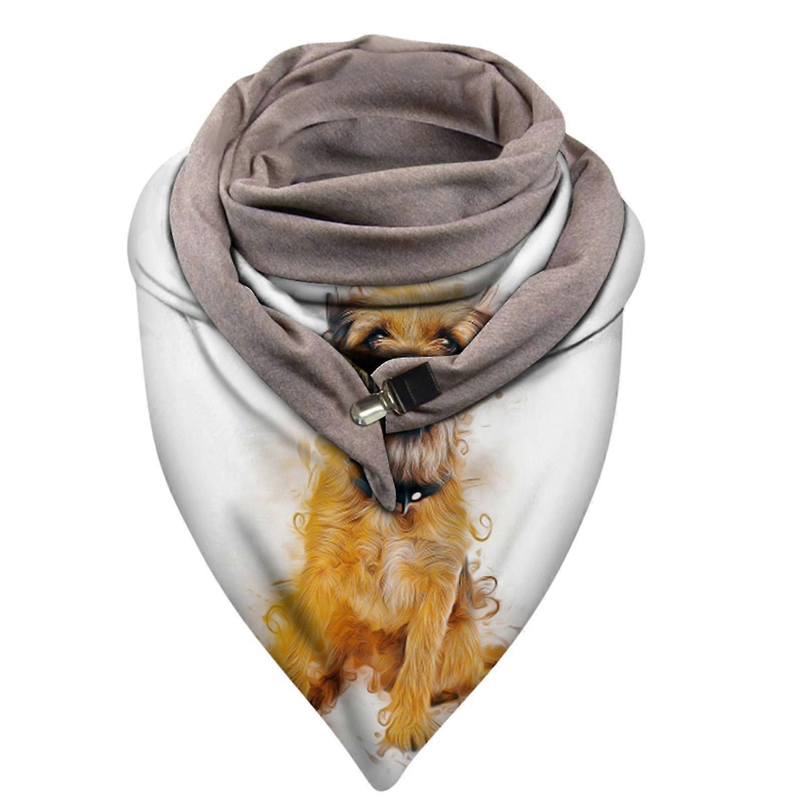 Universal Autumn Winter Warm Windproof Cat Prints Double-layer Buckle Scarf