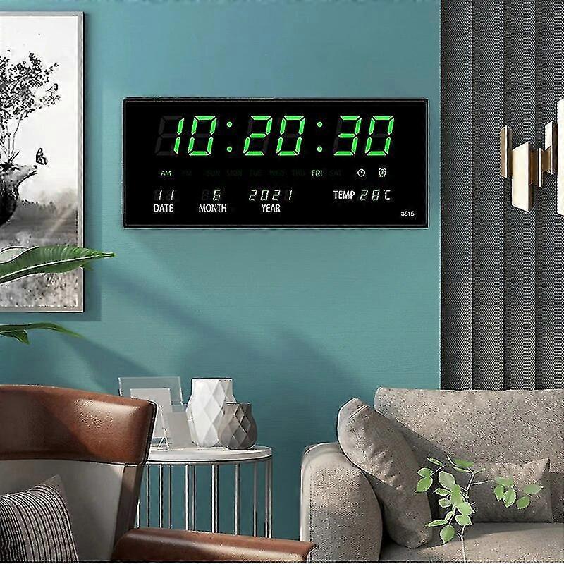 Luminous Digital Wall Clock Alarm Hourly Chiming Temperature Date Calendar Table Clock Electronic Led Clock Decoration With Plug