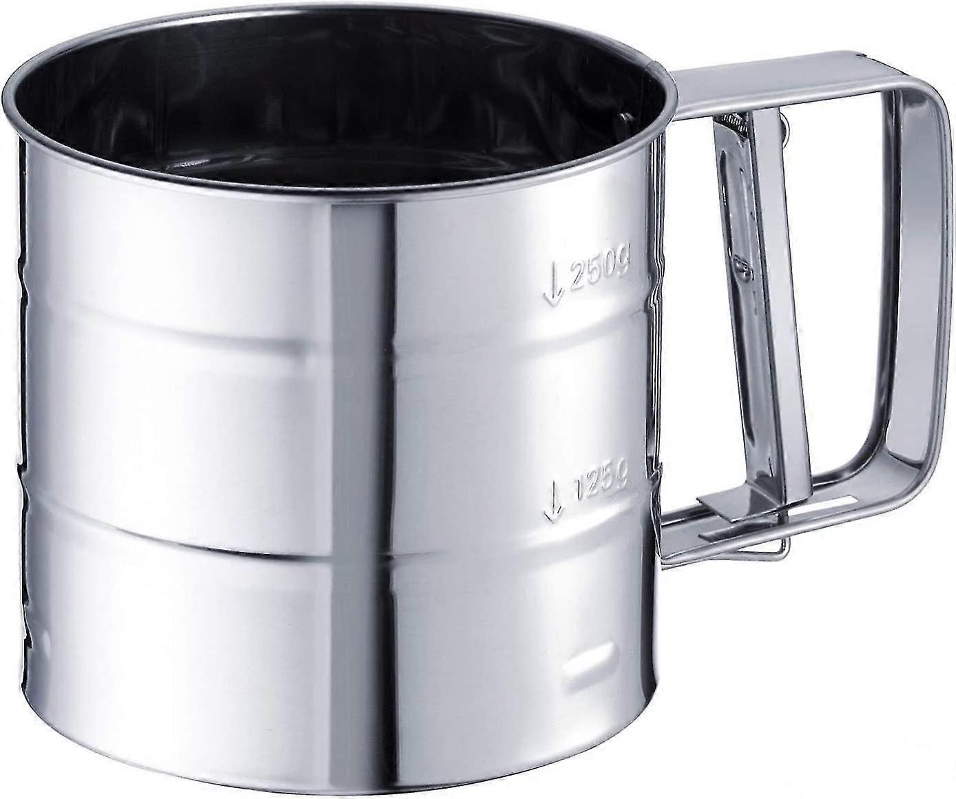 Flour And Powdered Sugar Sifter, With Handle, Stainless Steel, Silver