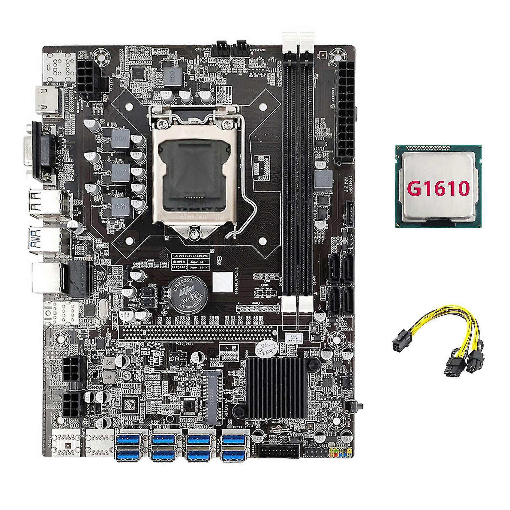 B75 Eth Mining Motherboard 8xpcie Usb Adapter+g1610 Cpu+6pin To Dual 8pin Cable Lga1155 Msata B75 U