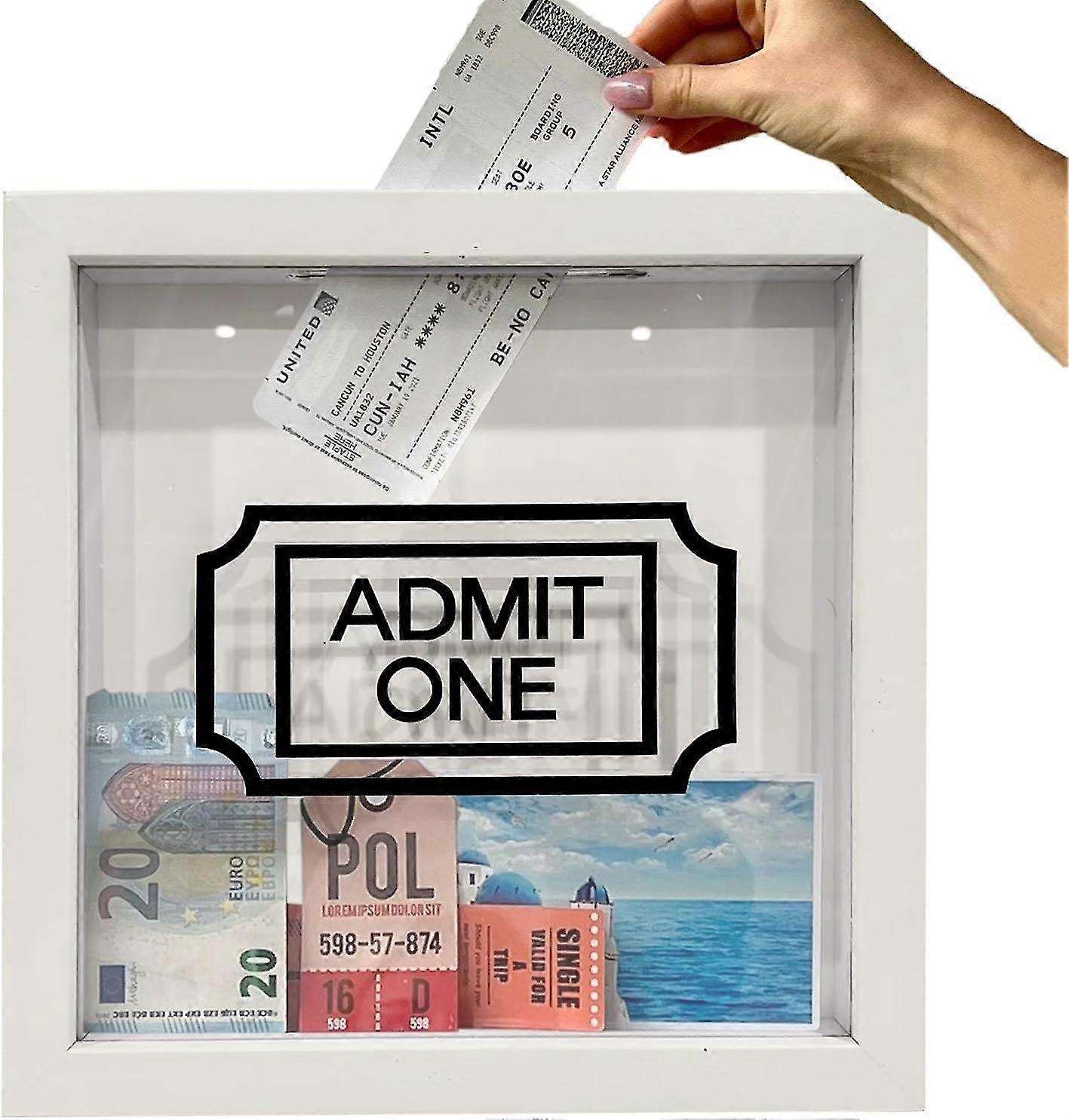 Adventure Archive Box, Adventures Memory Box Travel Collection Box, Travel Shadow Box Ticket Shadow Box With Slot For Any Size Tickets