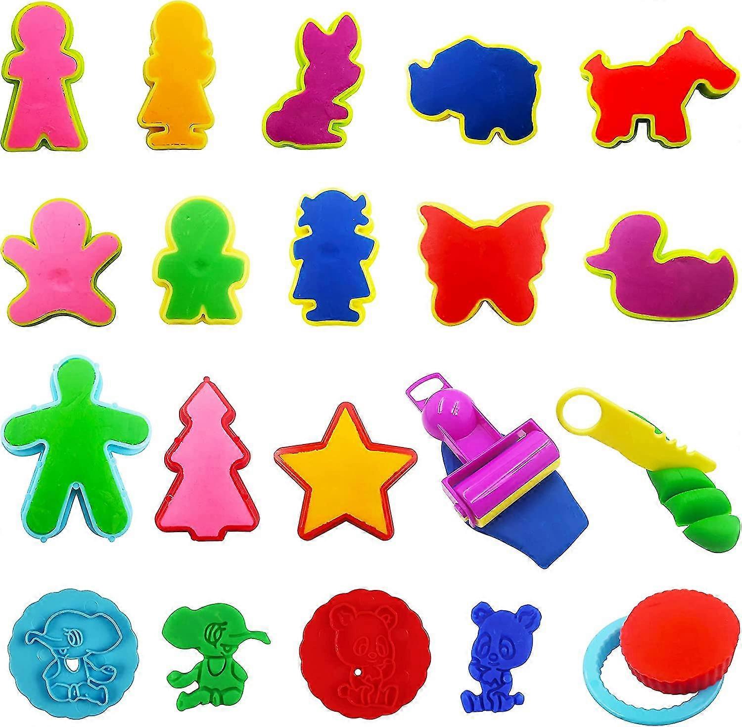 Carykon Lot De 10 Extrudeuses à Pâte - 5 Motifs Différents - Couleurs Aléatoires - Outils Pâte à Modeler