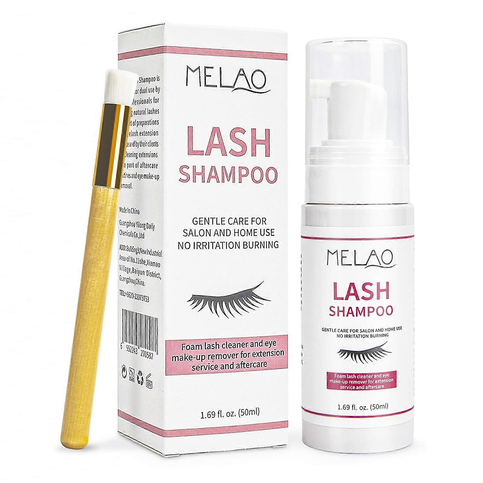 Lash Shampoo for Eyelash 50ml + Brush Eyelid Foaming Cleansing, Lash Extension Cleanser, Eyelash Extension Remover