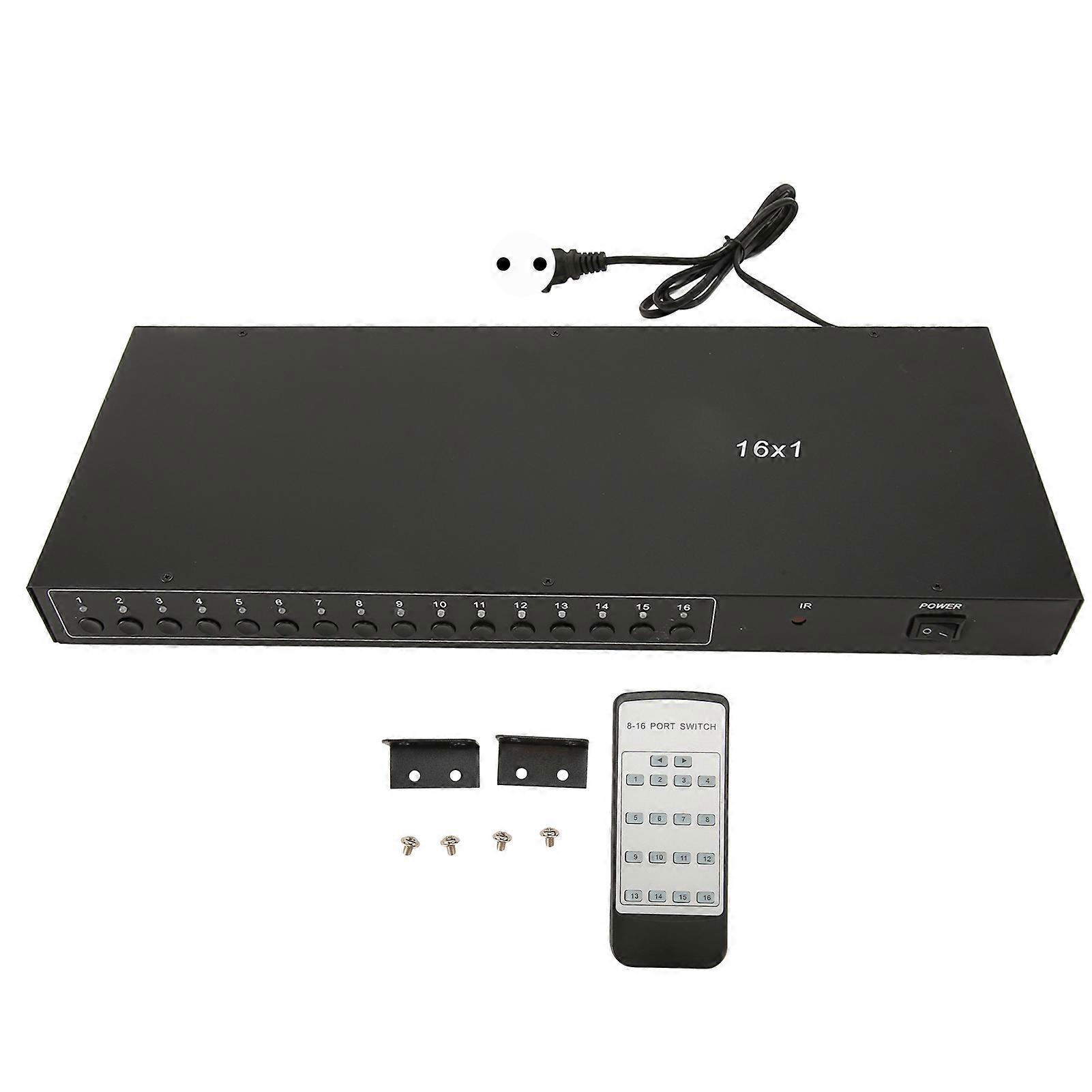 16 Way Sound Video Switcher Stable 16 in 1 Out RCA Switcher Stereo Sound Selector Switch for Home Theater EU Plug 220V