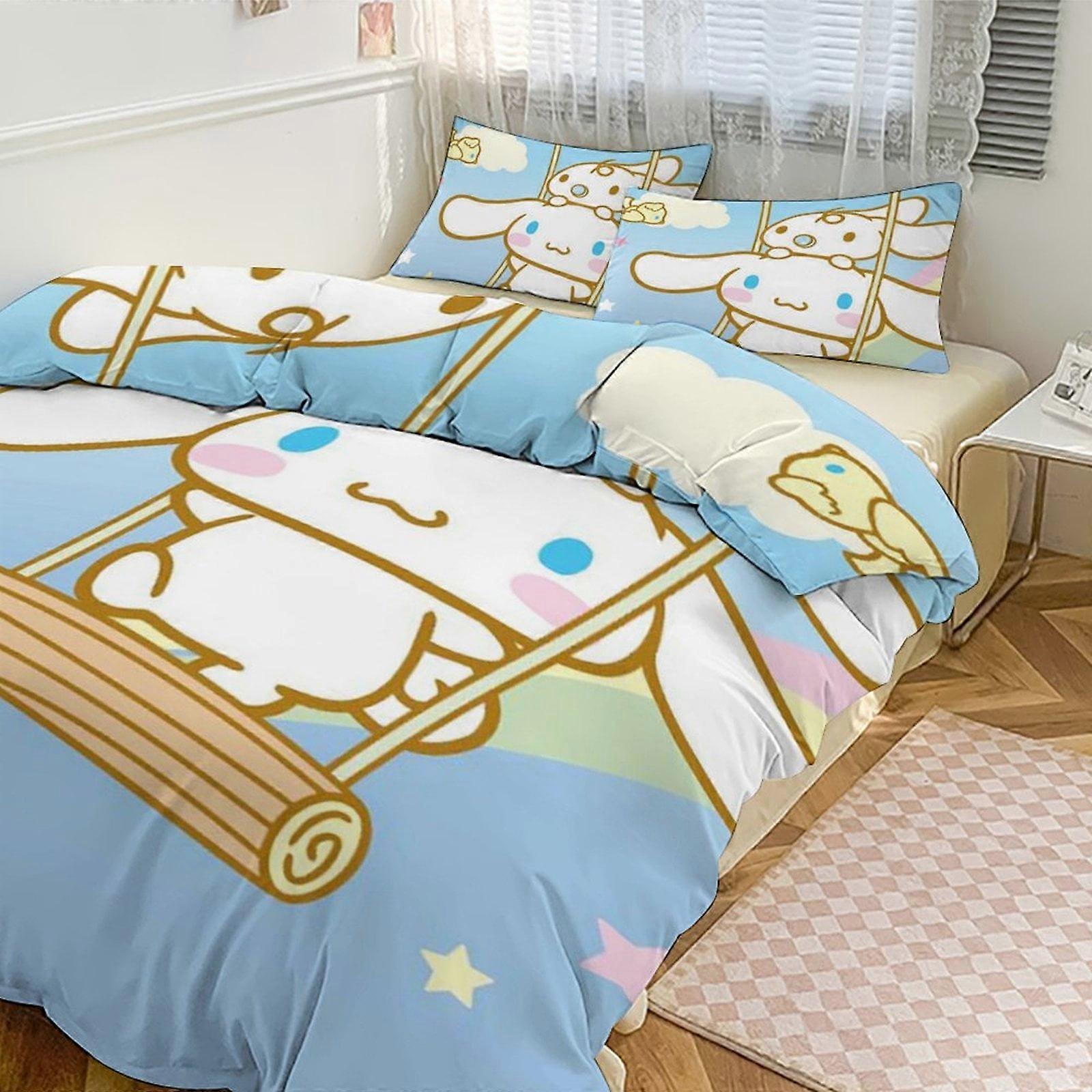 Bh657 Cinnamoroll ערכות מצעים לילדים גברים נשים בגודל טווין 3pcs 1 כיסוי שמיכה ו 2 ציפיות-xp ka657