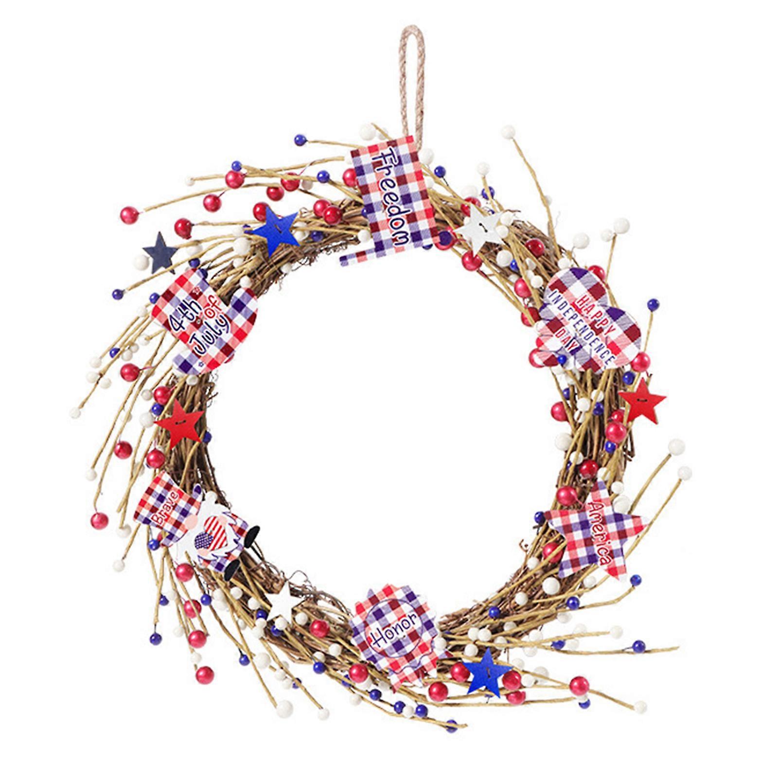 Uafhængighedsdag krans indretning - 40cm rød bær imiteret krans til dør