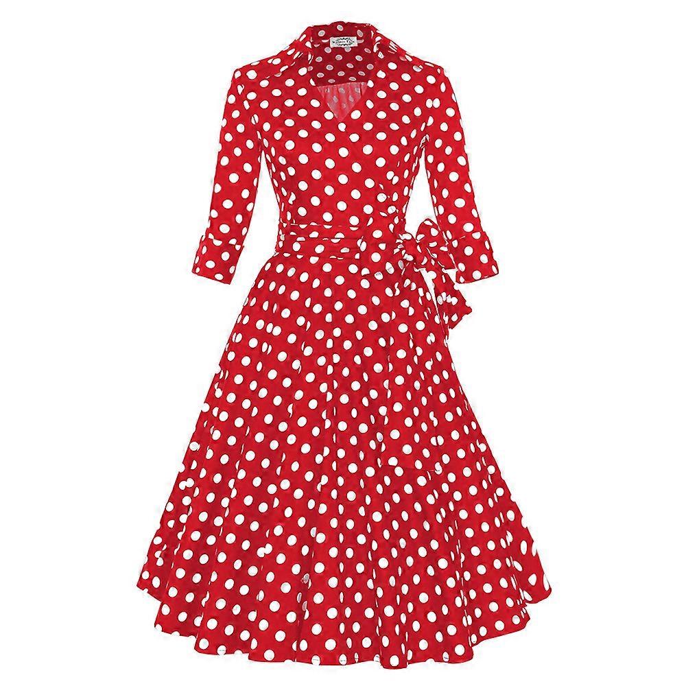 Hepburn Style A-Linie Kleid Dot Big Peplum