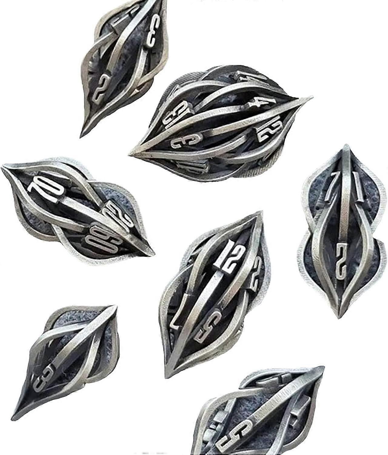 Arcanum Dice Set-3D Printed Metal Dice Dice Set  Dice D20 for Table Games with Exquisite Wooden Gift Box(7pcs)