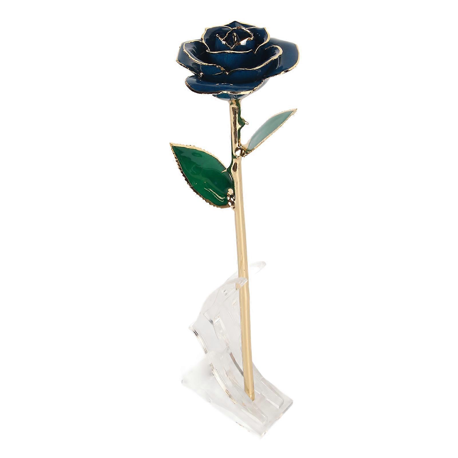 Oro 24 carati placcato oro rosa immerso decorazione rosa vero ornamento placcato oro rosa con supporto per compleanno di nozze