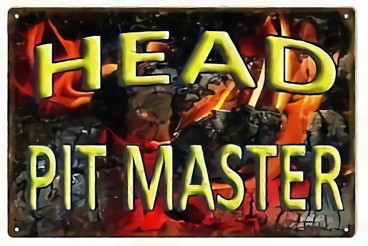 Vintage Tin Poster Modo Antigo Metal Sign Bbq Head Pitmaster Metal Tin Sign 8x12 polegadas OU 12x16 polegadas