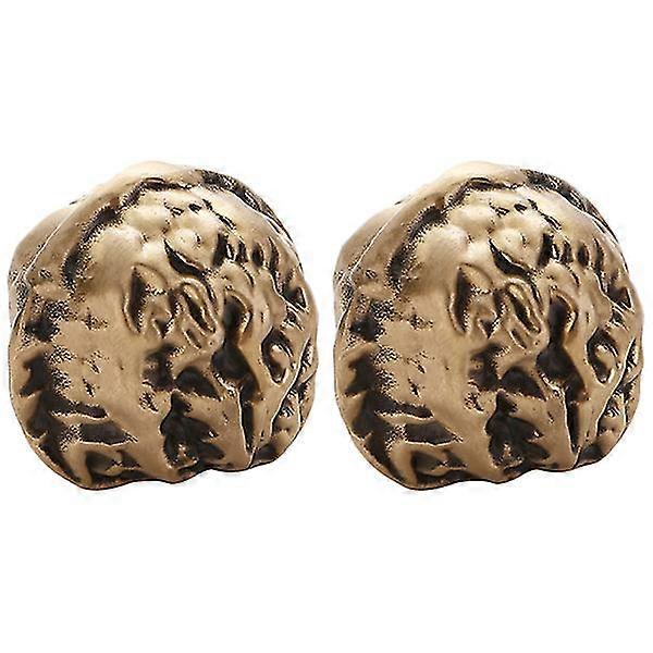 1 Pair Walnut Exercise Balls Solid Walnut Handballs Chinese Collectibles Brass Walnuts