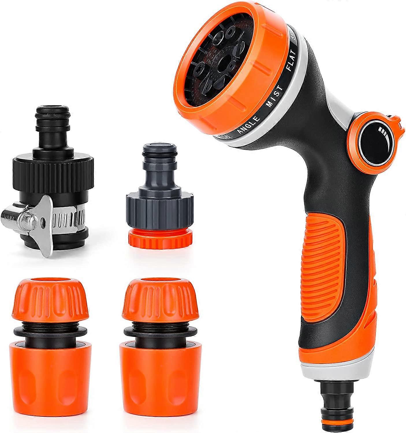 Watering Gun, 10 Adjustable Patterns, Heavy Duty High Pressure Spray Nozzle Perfect for Car Cleaning, Lawn and Garden Watering Orange