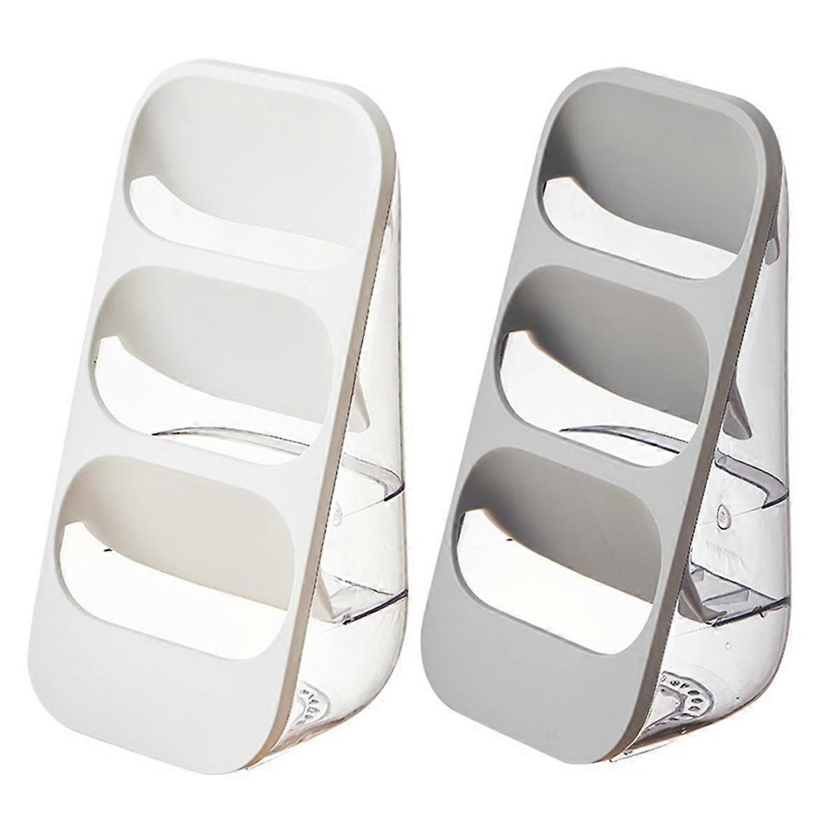 Multi-Functional Three-Layer Draining Storage Box for Kitchen Utensils - Plastic Organizer,White & Gray