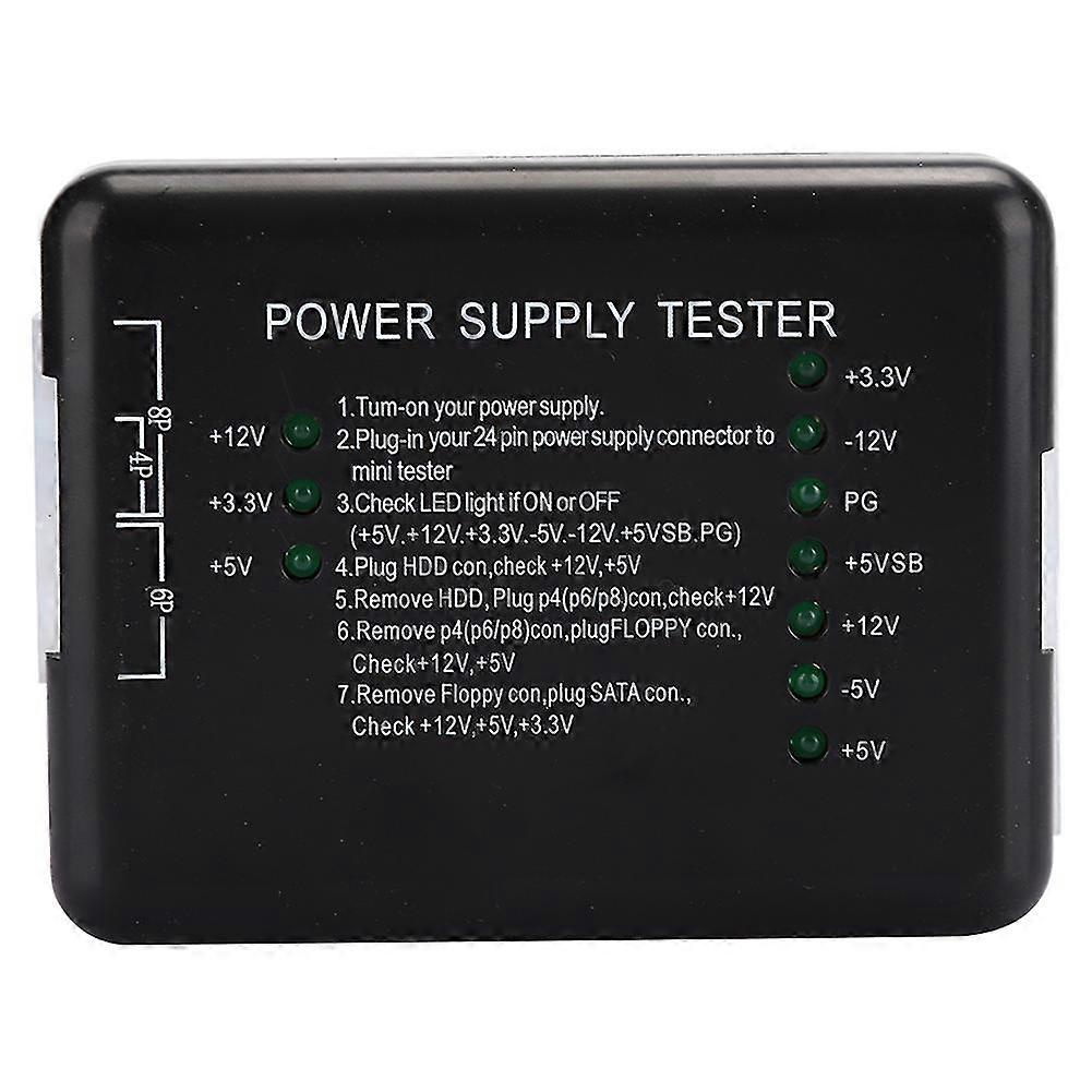ATX Power Supply Tester with LED Indicator Light - Black ABS Material