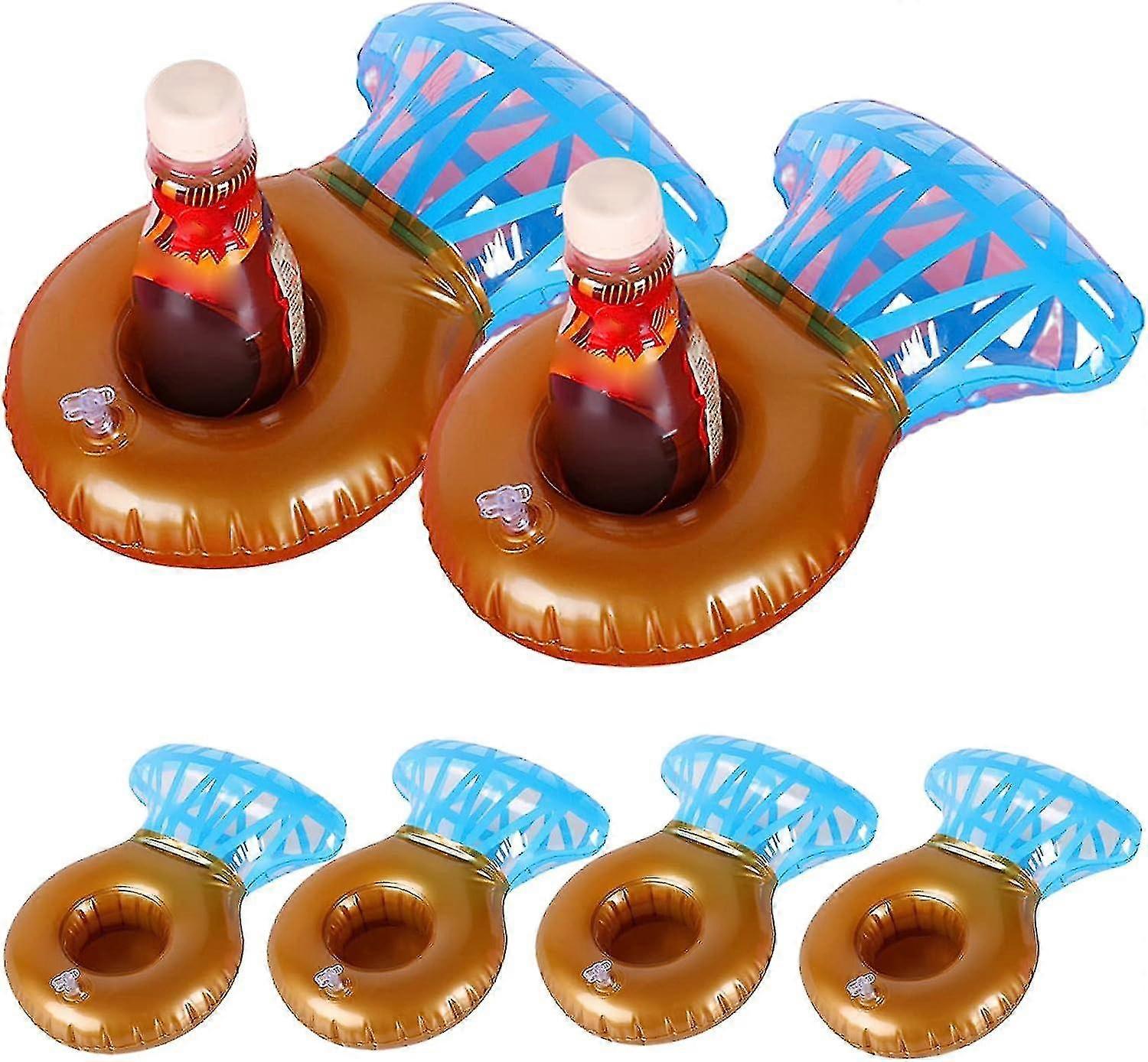 6pcs Inflatable Drink Holder Set, Diamond Ring Pool Drink Cup Floating Bath Holder