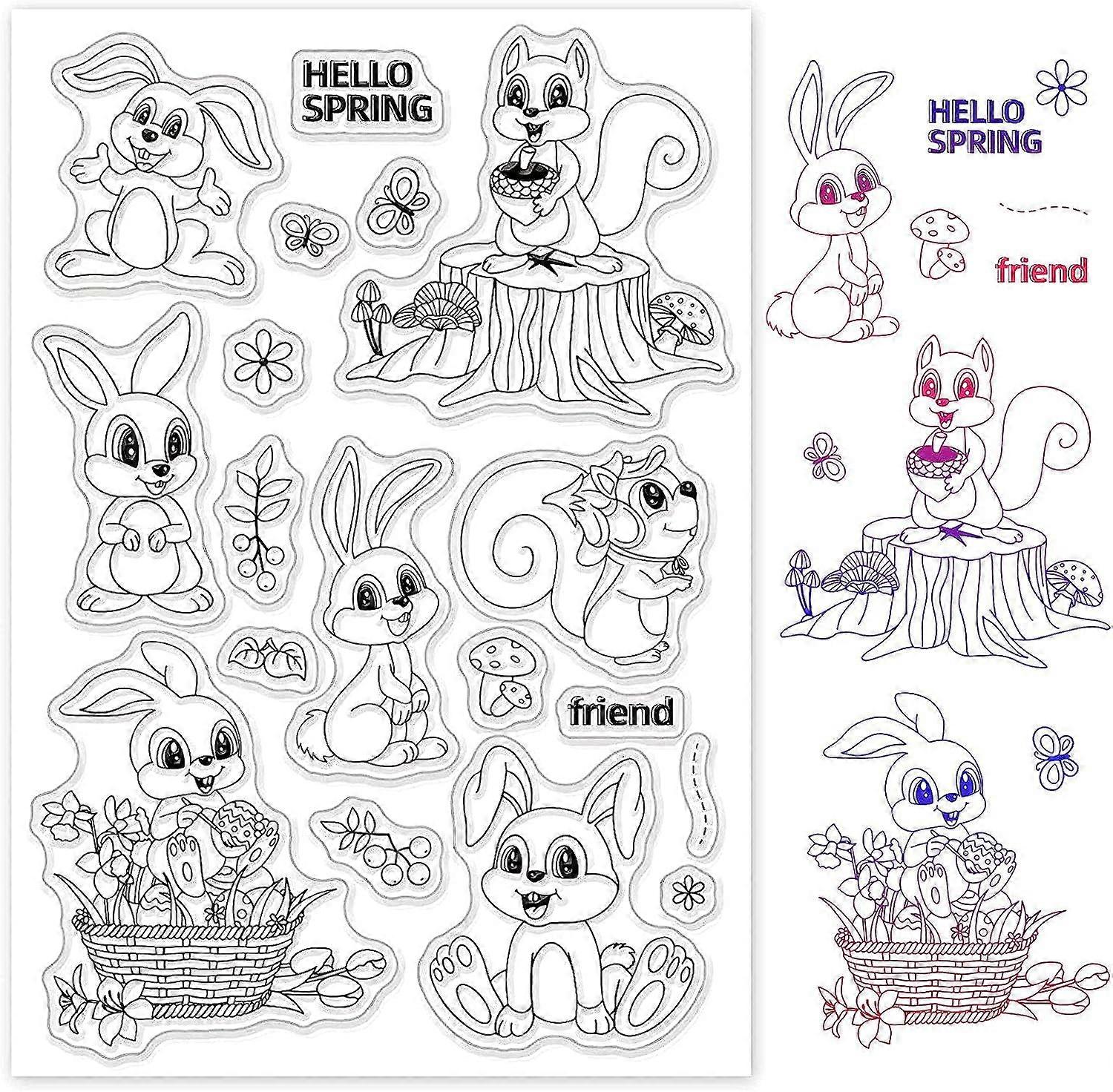 Spring Bunny Rabbits Clear Stamps Transparent Silicone Stamp Seal