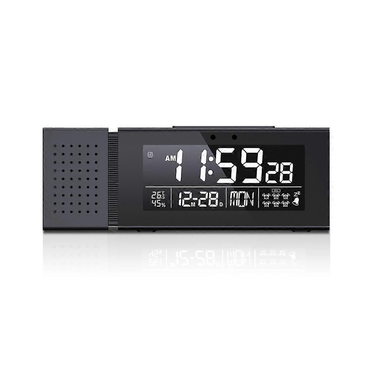 Night Light Digital Alarm Clock Color Led Changing Fm Radio Temperature Humidity Display Clocks Black