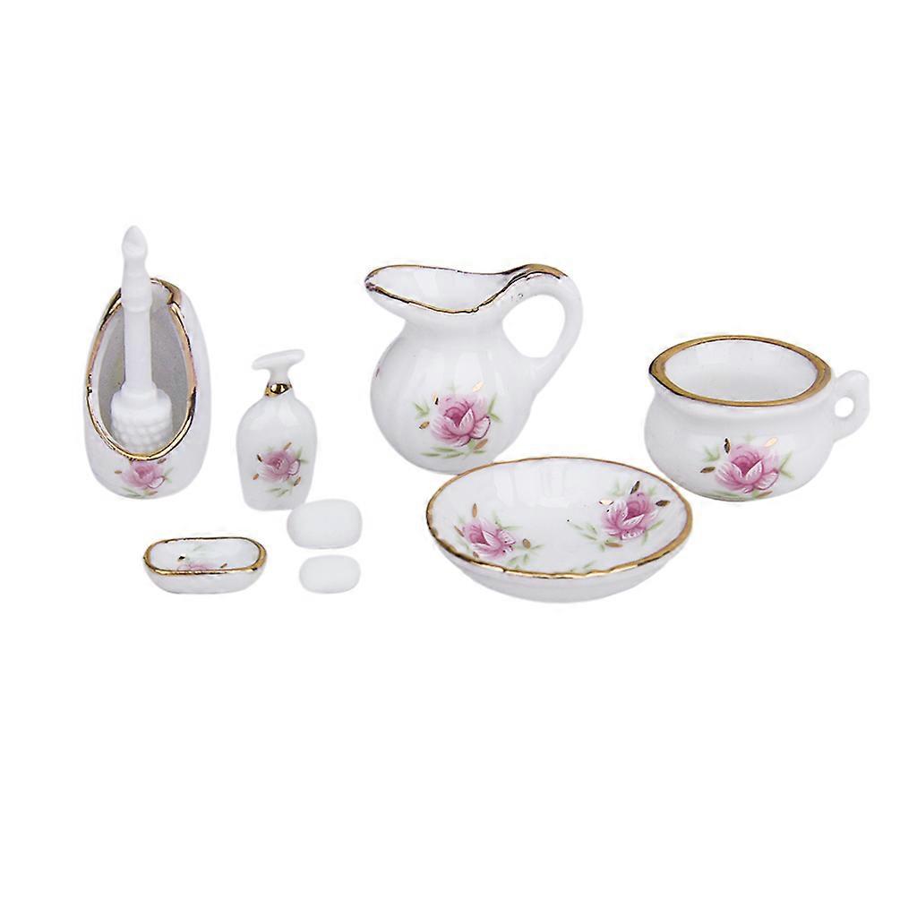 11 Pieces / Set 1/24 Doll House Ceramic Bathroom
