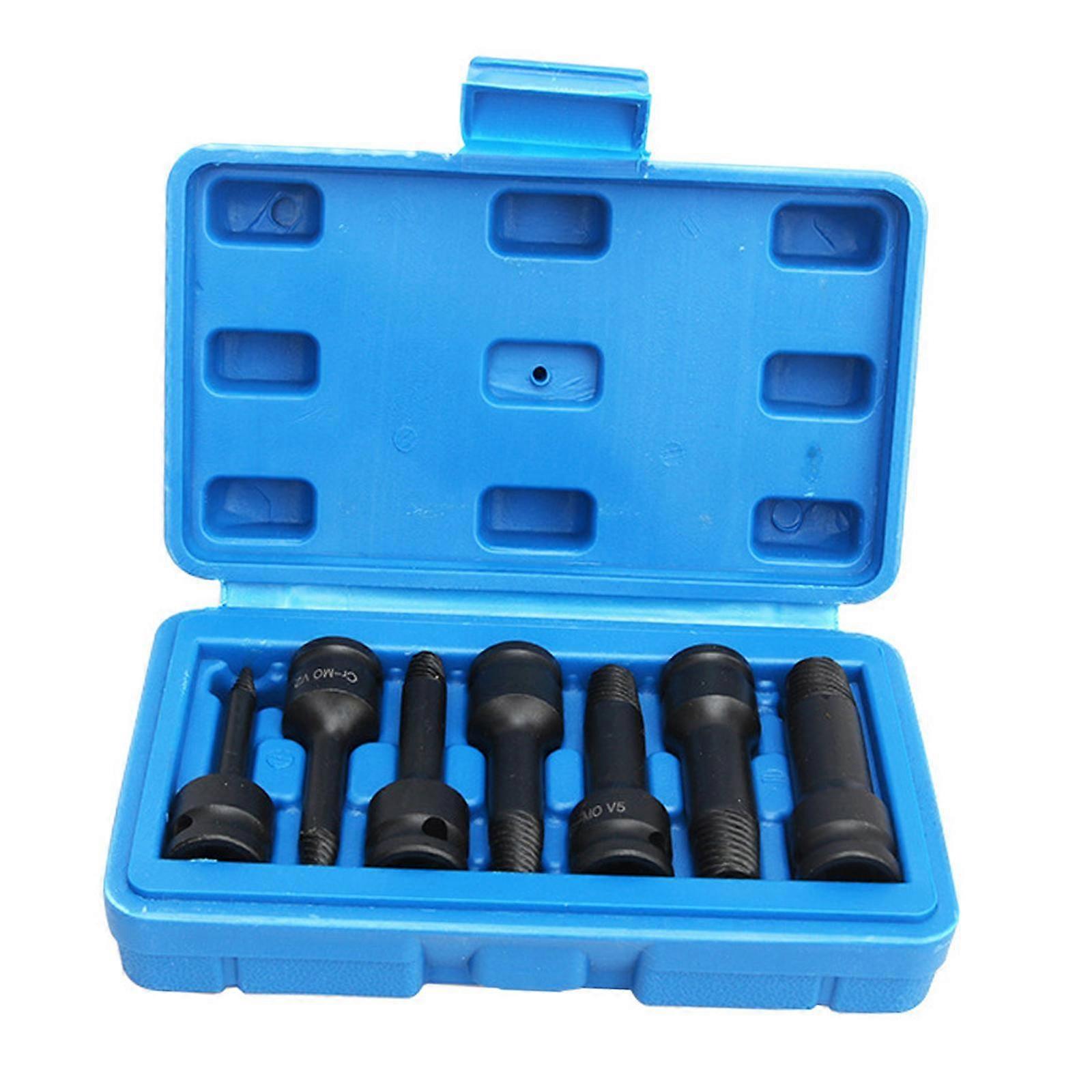 7Pcs Damaged Screw Extractor Square Handle Easy Out Steel Bolt Extractor Set