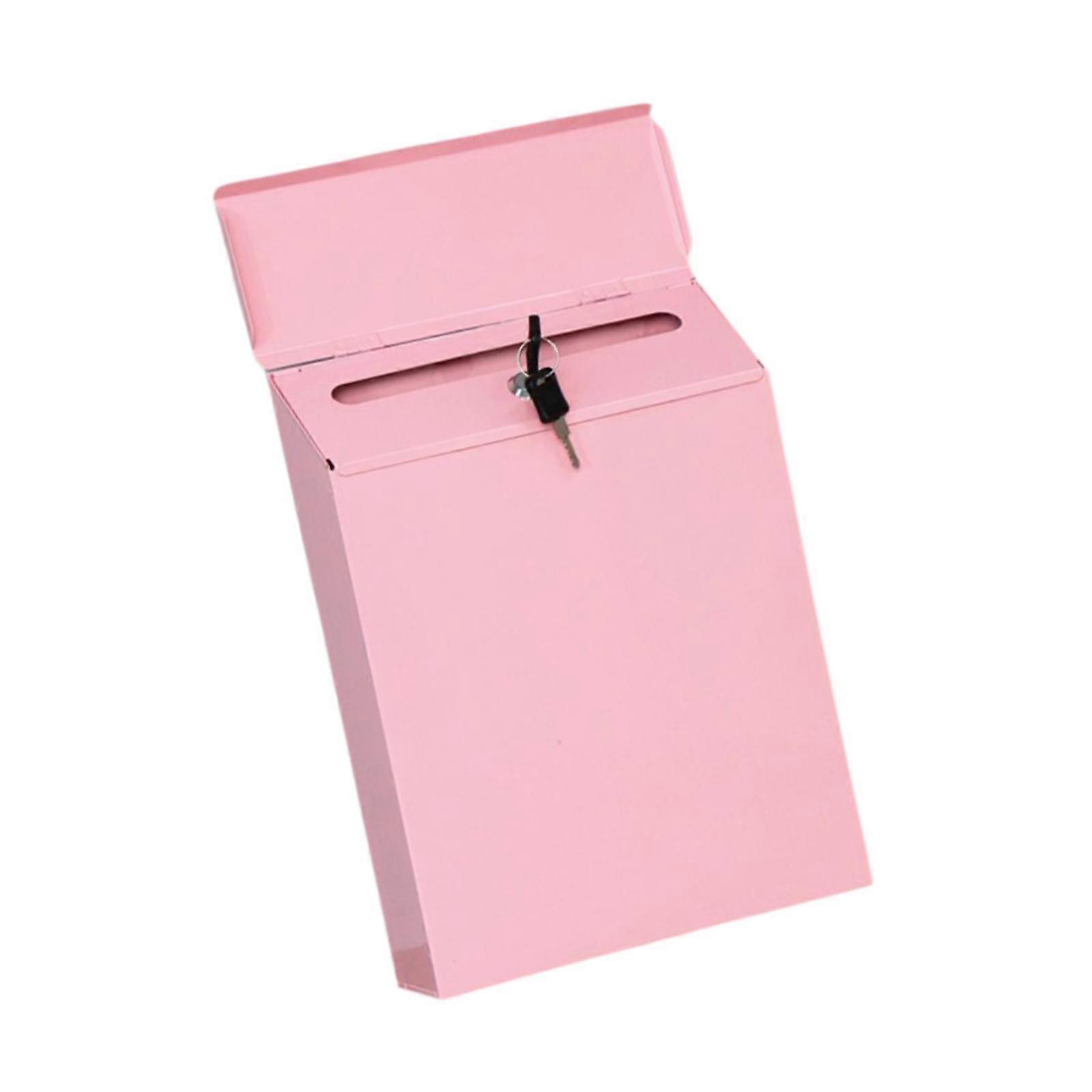 Wall Mounted Mailbox Pink Simple Decorative Letter Box for Gate Office House