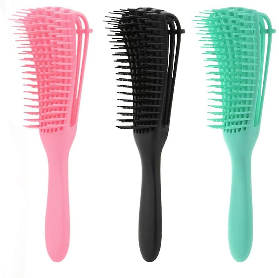 Set Of 3 Combing Brushes, Curling Massage Brushes