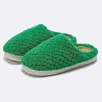 Winter Warm Slippers For Women Men Home Fluffy Furry Slippers New Fashion Soft Plush Platform  Non Slip Bedroom Slides E-green
